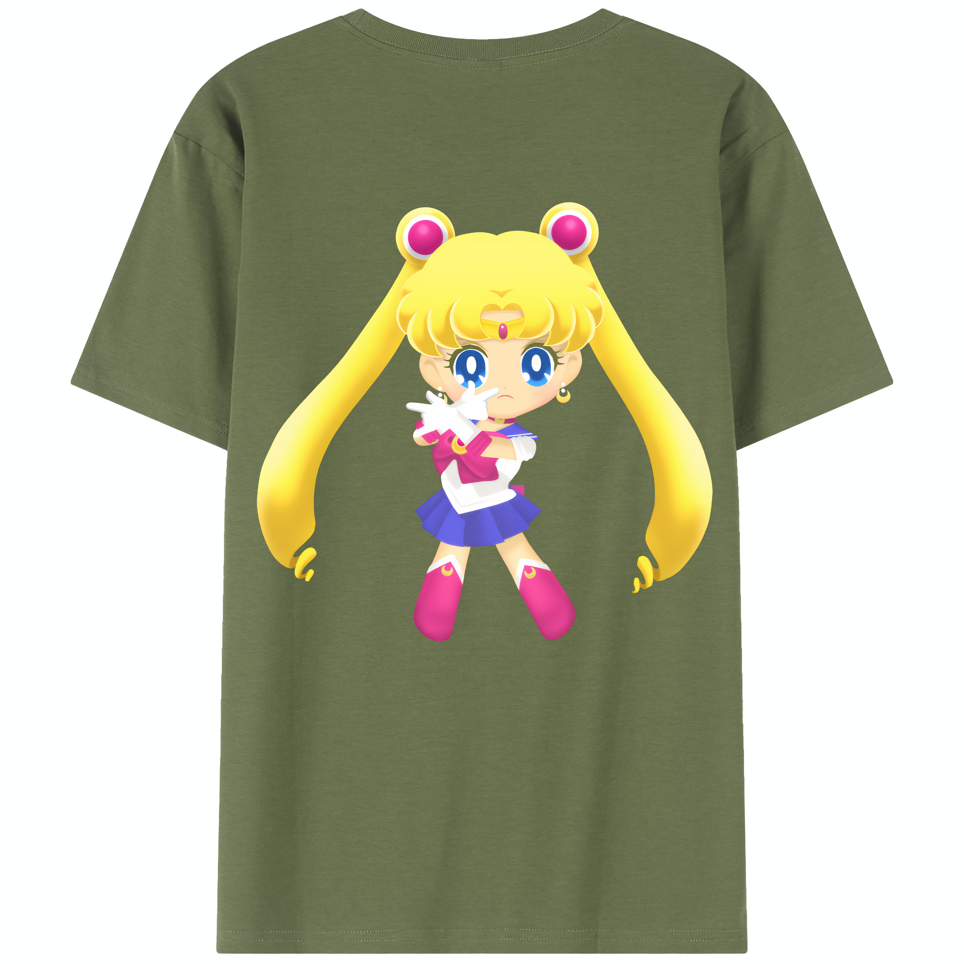 （画像用） 美少女戦士セーラームーン 月野 うさぎ つきの うさぎ Sailor Moon Tsukino Usagi 綿100％半袖Tシャツ（背面プリント）